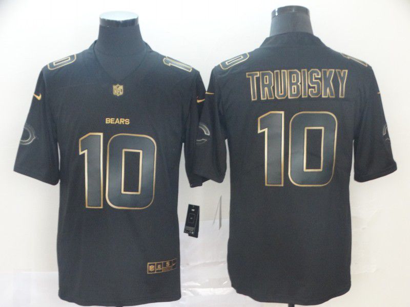 Men Chicago Bears 10 Trubisky Nike Vapor Limited Black Golden NFL Jerseys